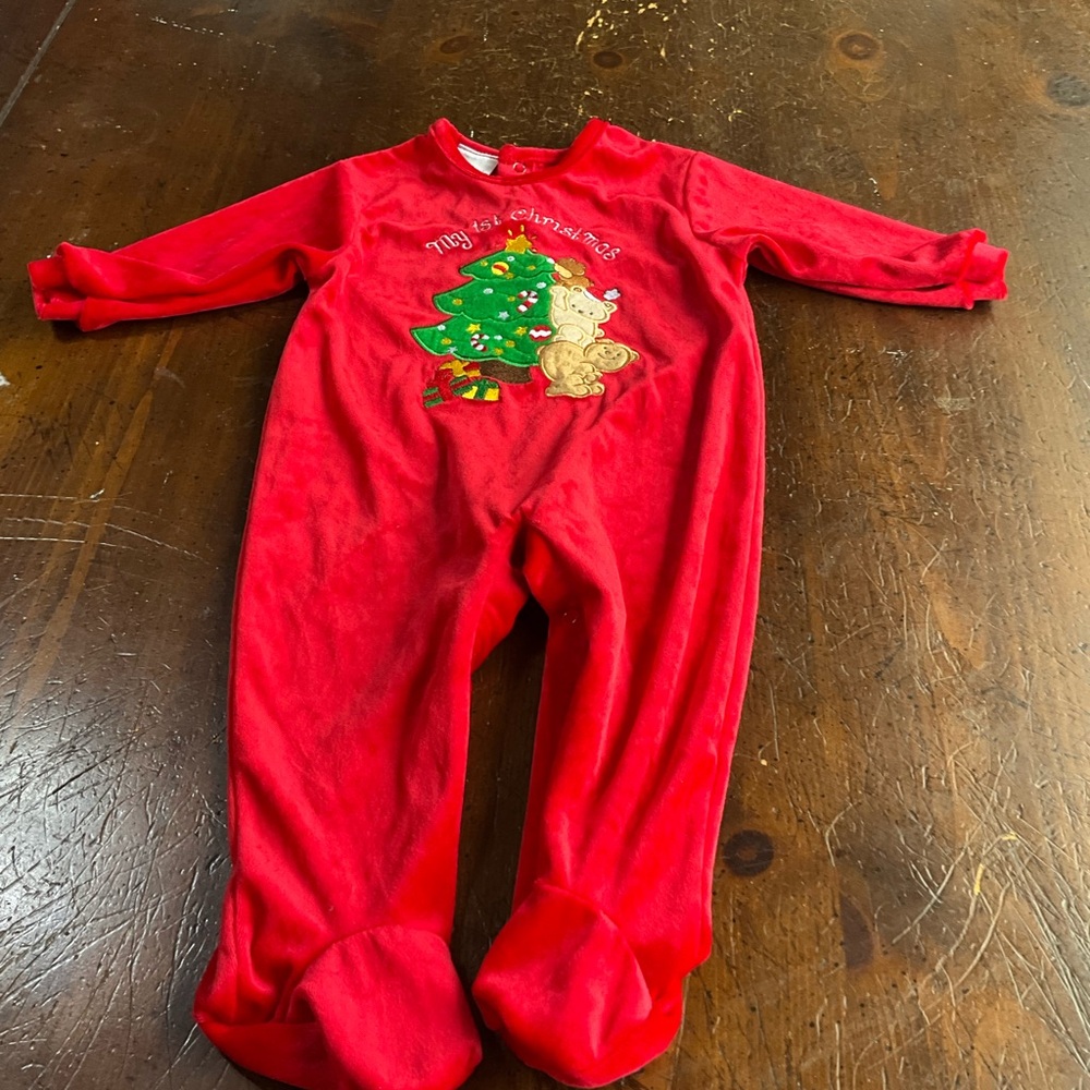 Girls first Christmas6/9 my footed outfit